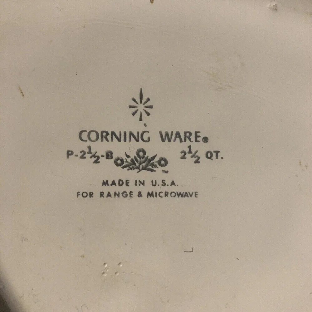 Vintage Corning Ware Floral Bouquet Yellow Flowers Casserole 2 1/2 Qt   No Lid